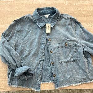 Aeropostale Light Blue Denim Button-Down Shirt Jacket